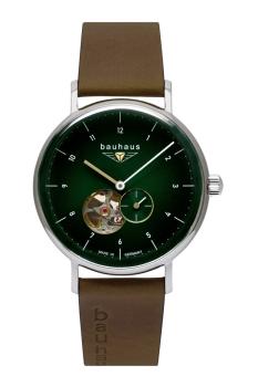 Bauhaus Herrenuhr Automatik mit Open Heart und Lederarmband